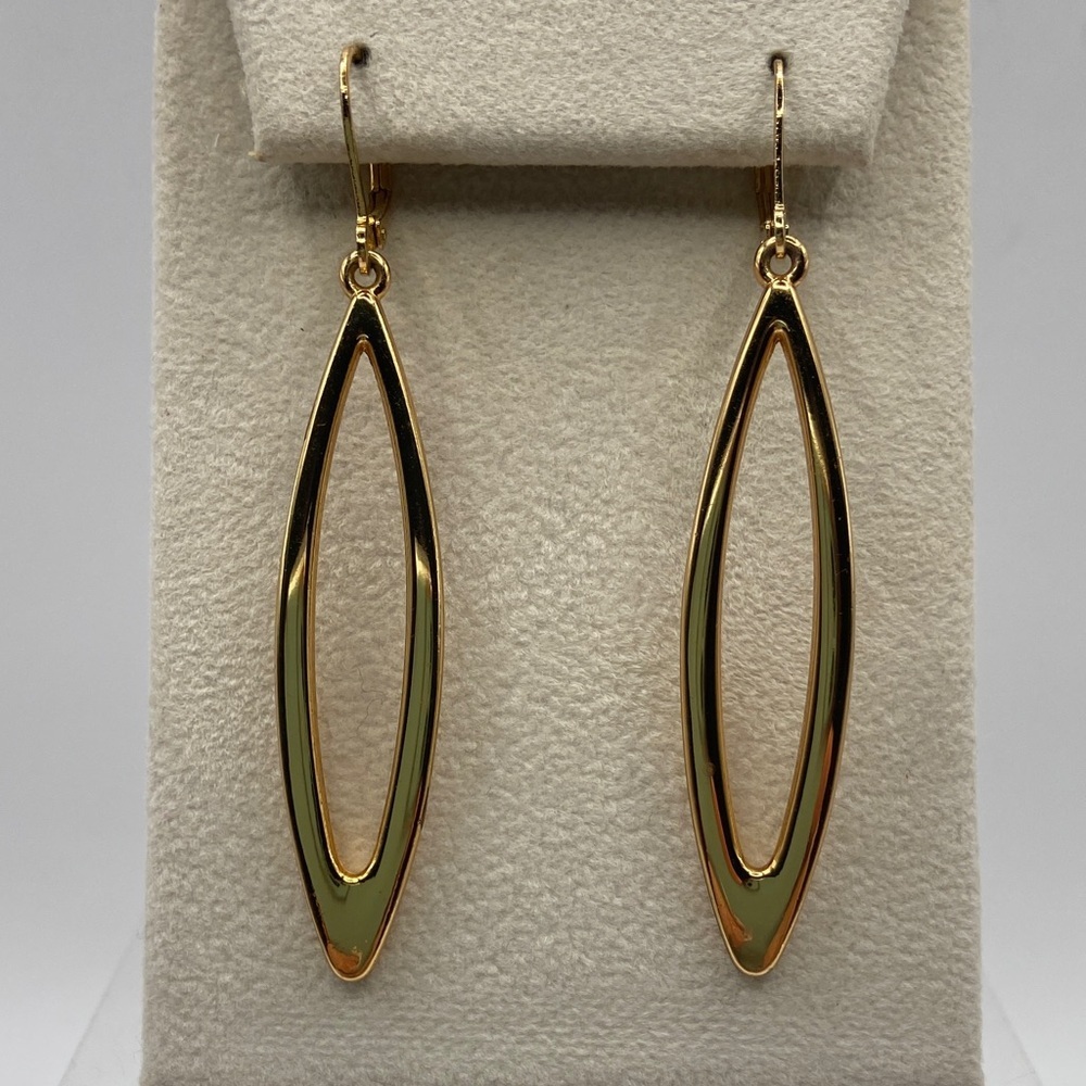 Vintage VTG Joan Rivers Gold Tone Elongated Marquise Dangle Drop Earrings